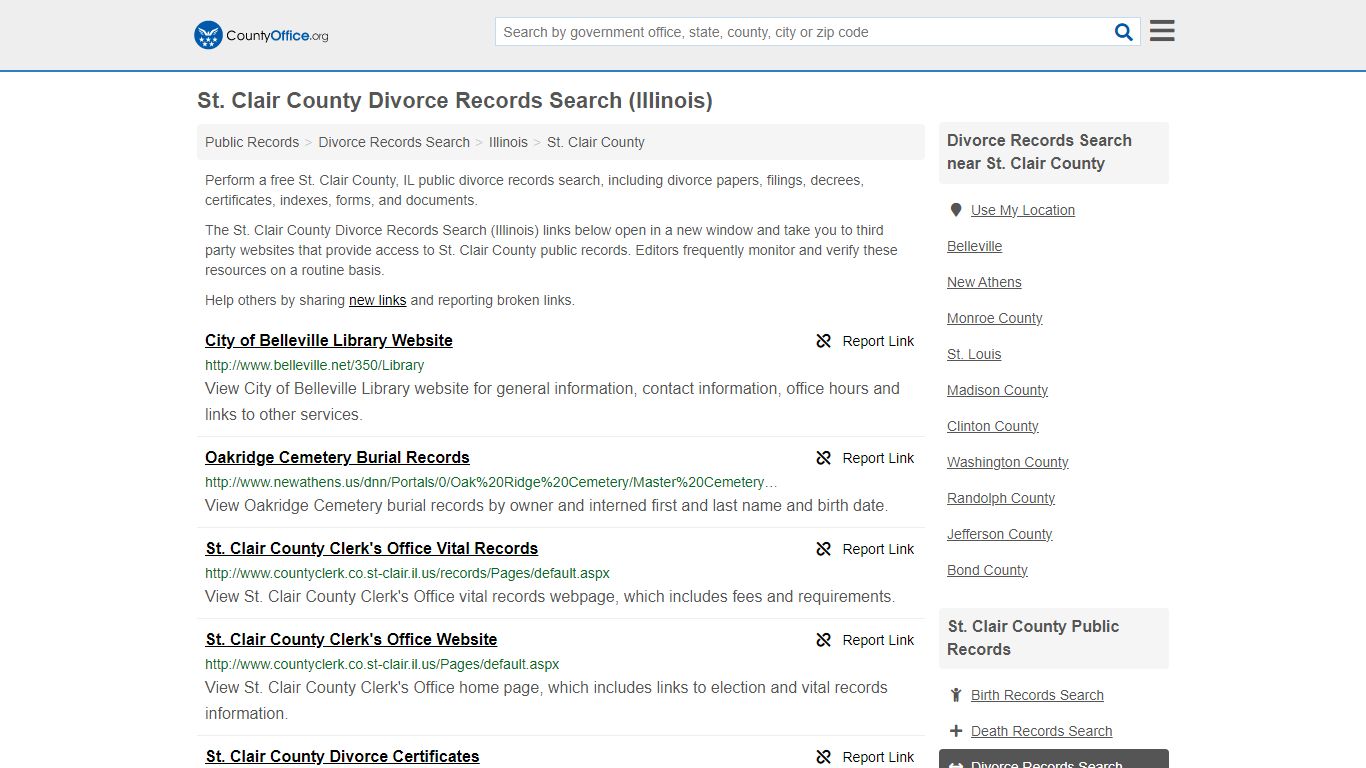 St. Clair County Divorce Records Search (Illinois) - County Office